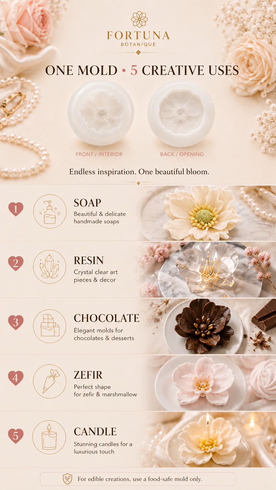 Anemone Silicone Flower Mold for Soap, Candles, Resin, Chocolate & Zefir