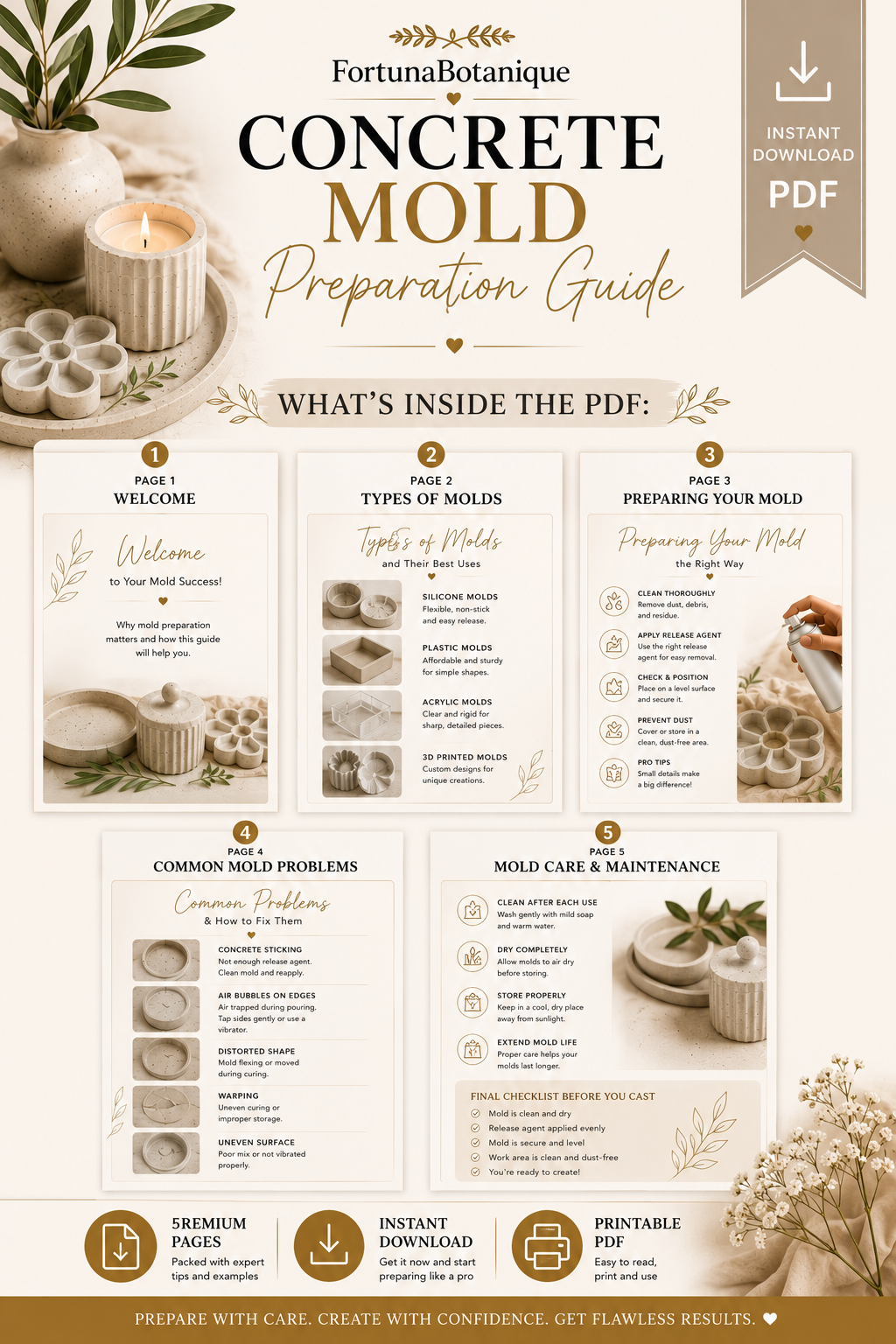 Concrete Mold Preparation Guide | Prevent Sticking, Bubbles & Imperfections | Instant PDF Download