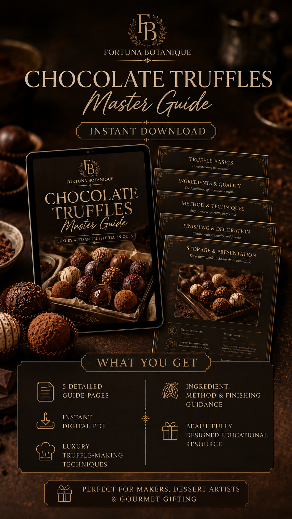 Chocolate Truffles Master Guide | Artisan Truffle Techniques, Ganache, Coating & Flavor Pairing PDF