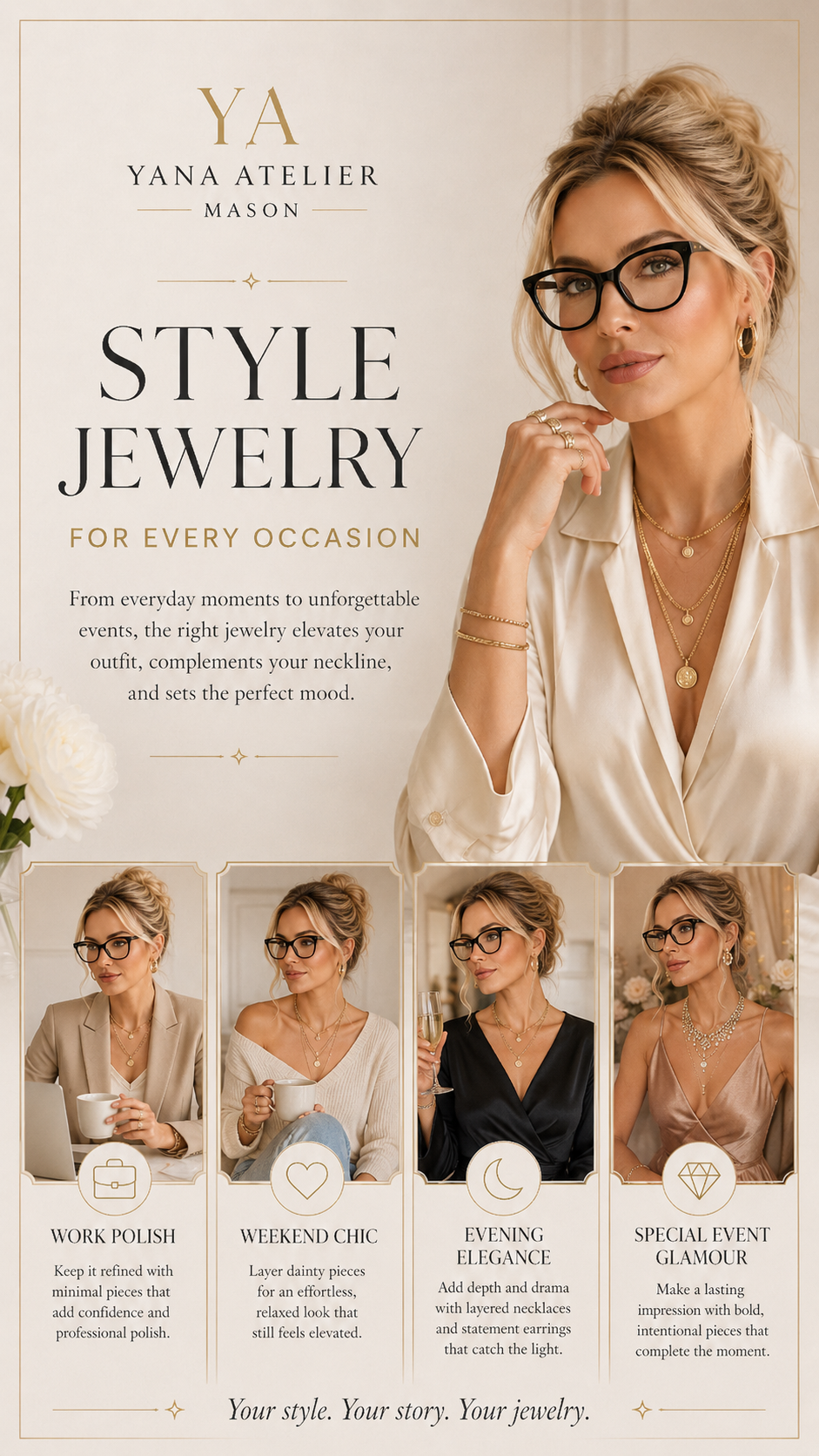 Jewelry Styling Guide | Jewelry Layering & Proportion Guide | Elegant Accessories Style Guide | Digital Fashion Guide
