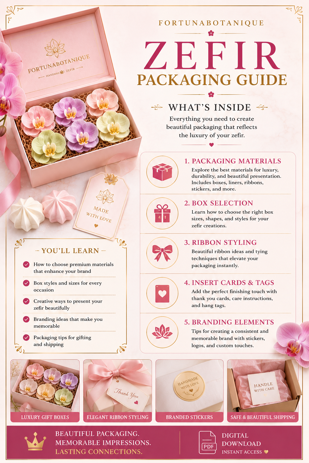 Luxury Zefir Packaging Guide | Premium Packaging Ideas for Zefir Flowers & Dessert Boxes | PDF Gift Box & Branding Guide