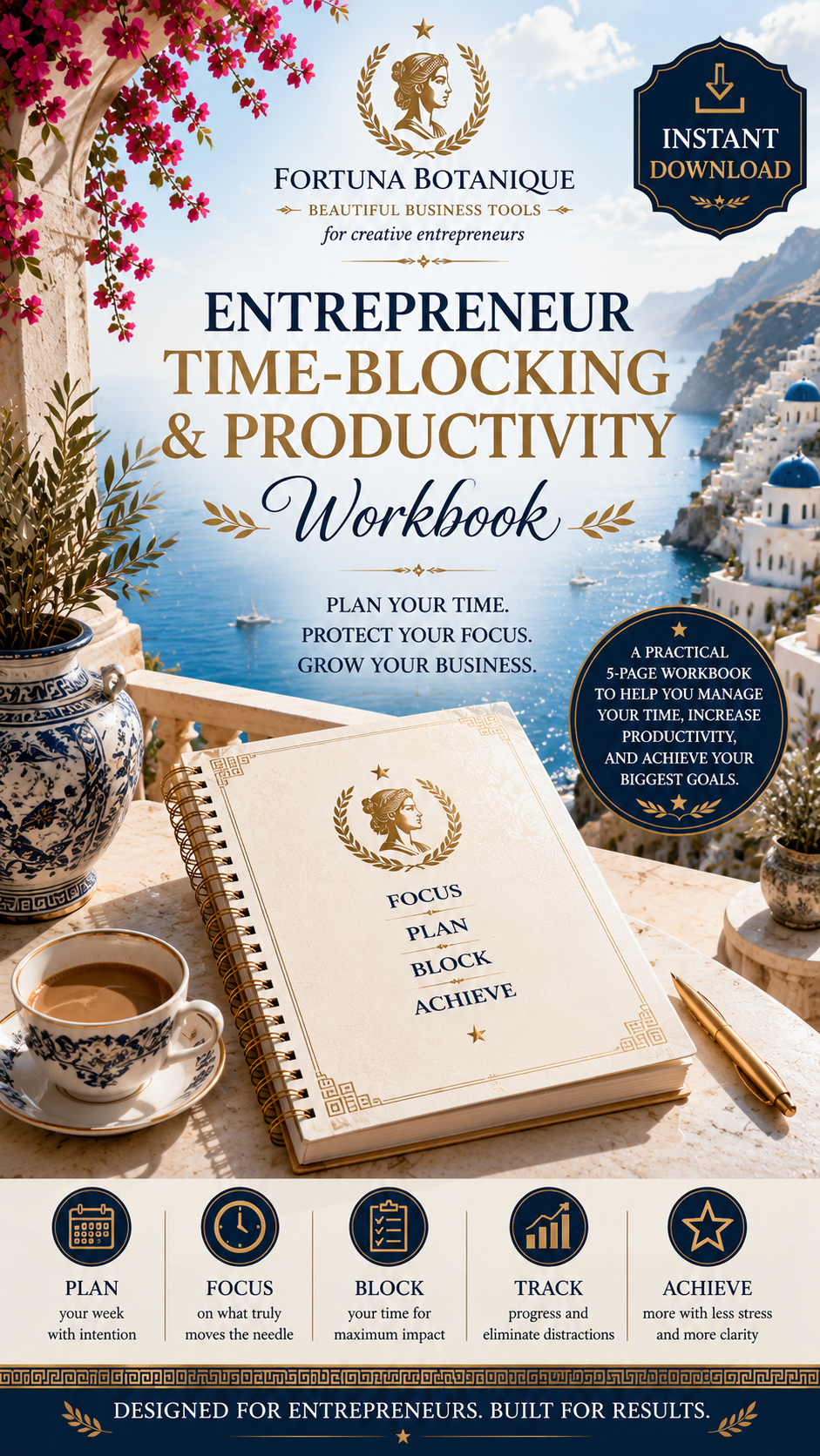 Entrepreneur Time Blocking & Productivity Workbook | Printable Business Planner