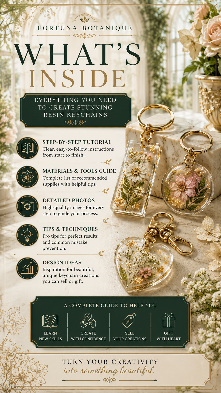Resin Keychain Tutorial Guide | Step-by-Step Botanical Resin Craft Workbook