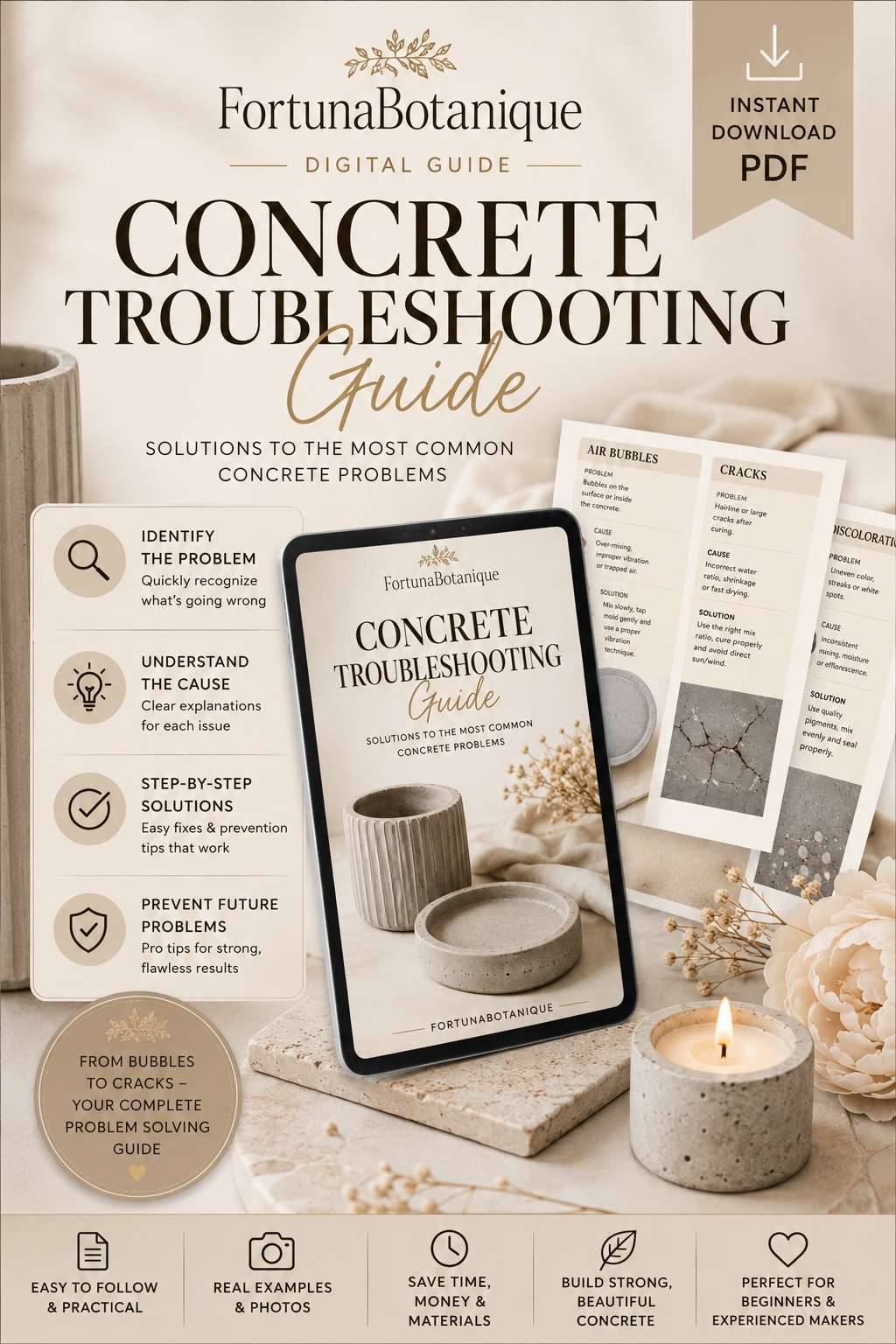 Concrete Troubleshooting Guide | Fix Common Casting Problems & Improve Your Results | Instant PDF Download