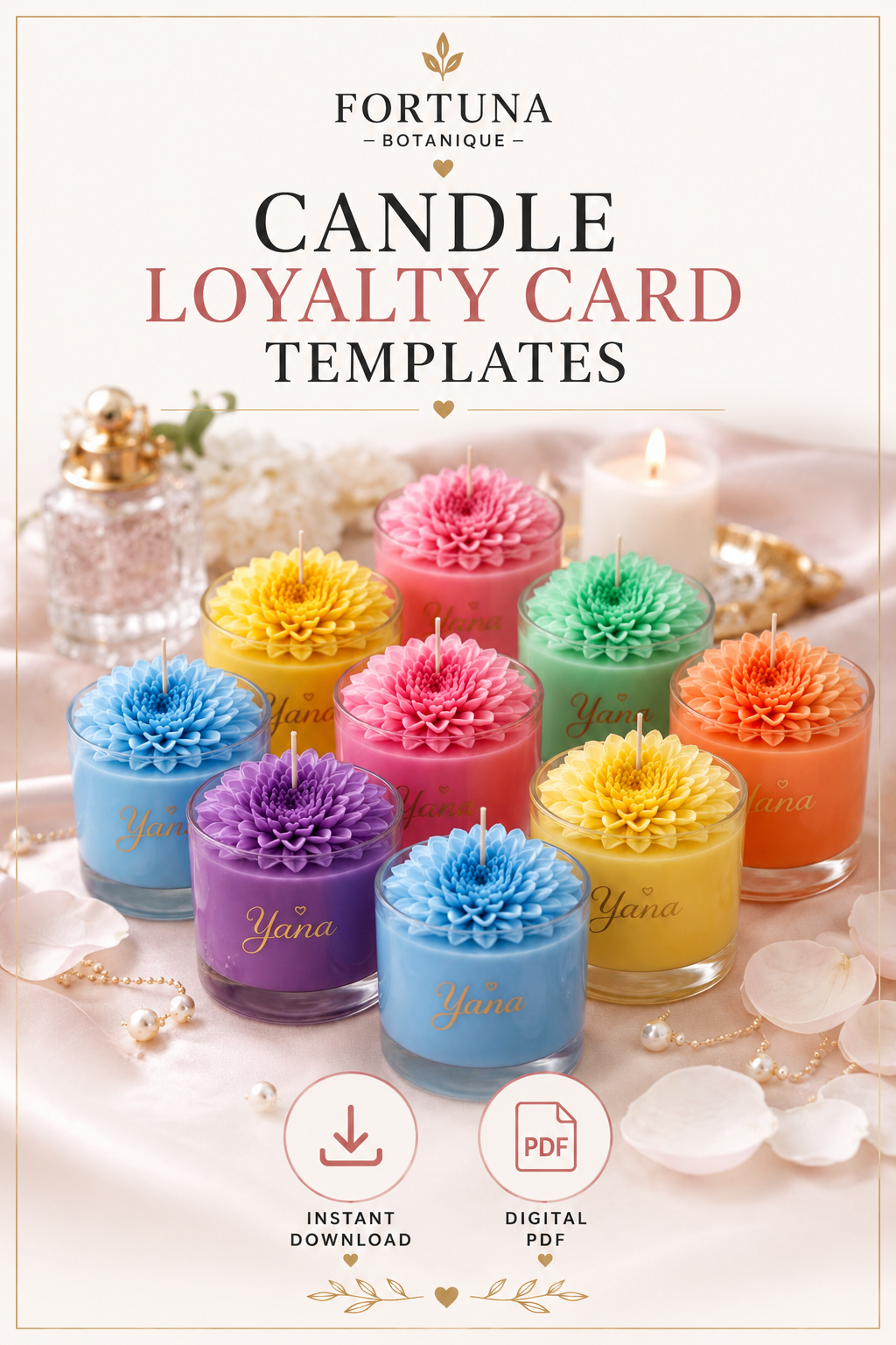 Luxury Candle Loyalty Card Templates | Printable Rewards Cards | Small Business Marketing | Editable PDF | Instant Download