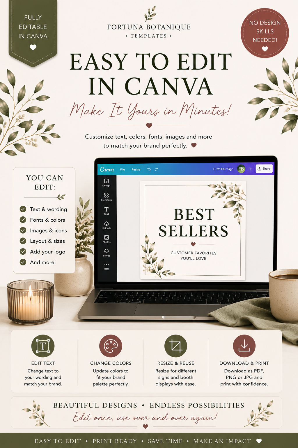 Luxury Business Display Sign Templates | Editable Canva Signs for Markets, Pop-Ups & Retail Displays (Instant PDF Download)