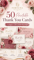 Luxury Rose Printable Thank You Cards | 50 Small Business Cards | Canva Compatible