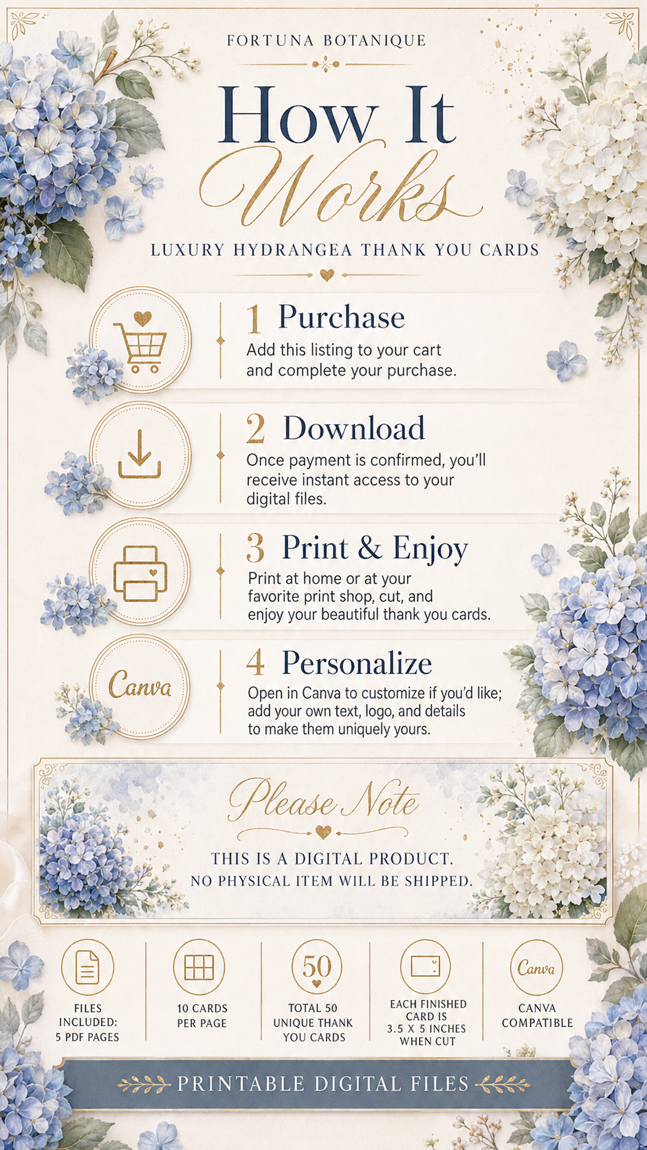 Luxury Cherry Blossom Printable Thank You Cards | 50 Small Business Cards
