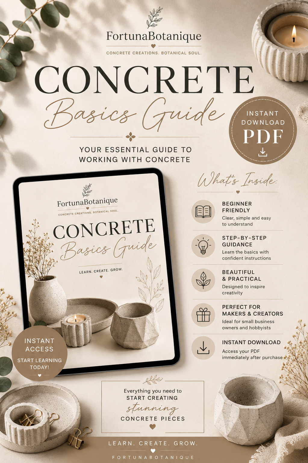 Concrete Basics Guide | Beginner’s Guide to Concrete Casting | Instant PDF Download