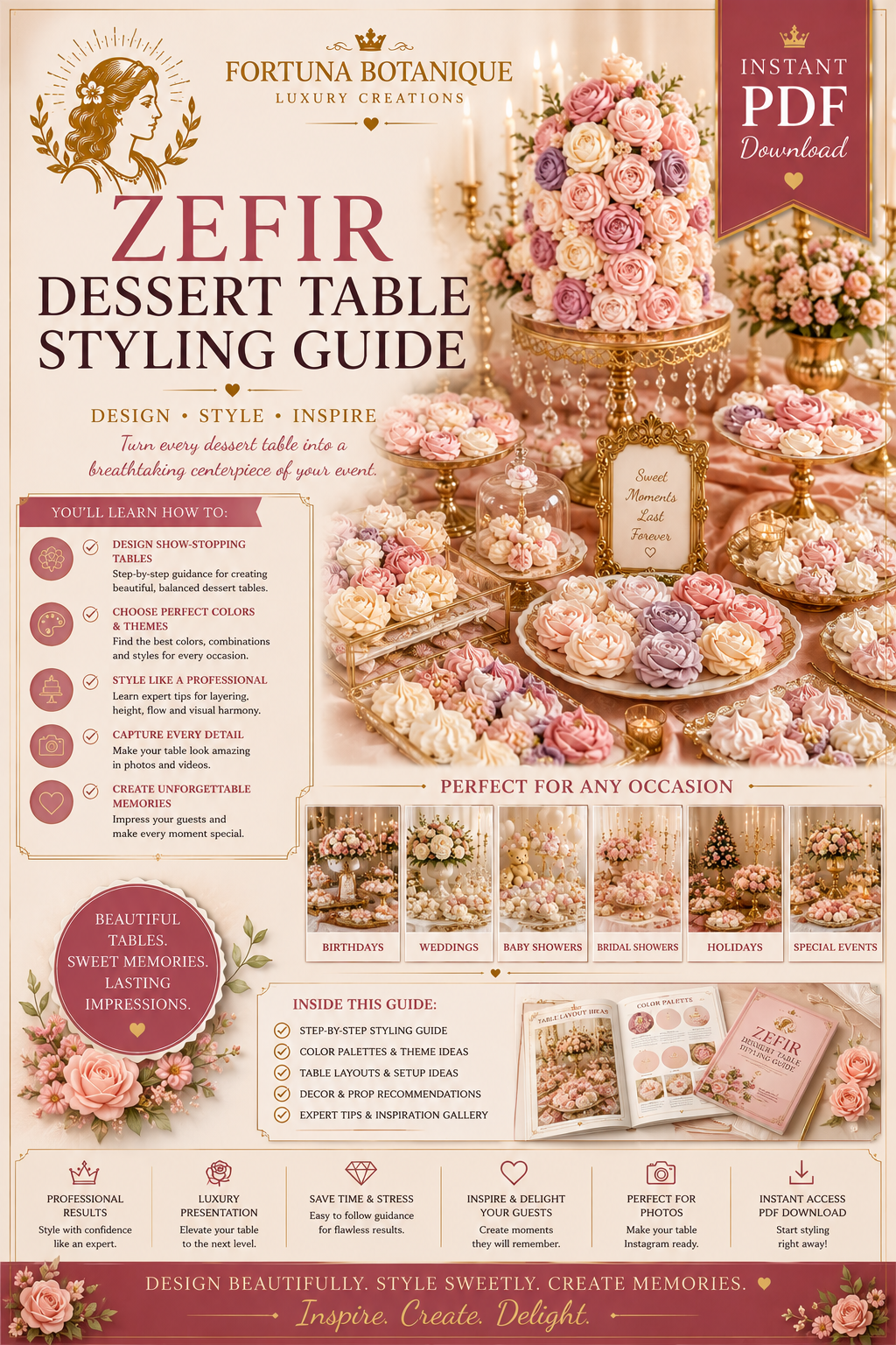 Zefir Dessert Table Styling Guide | Instant PDF