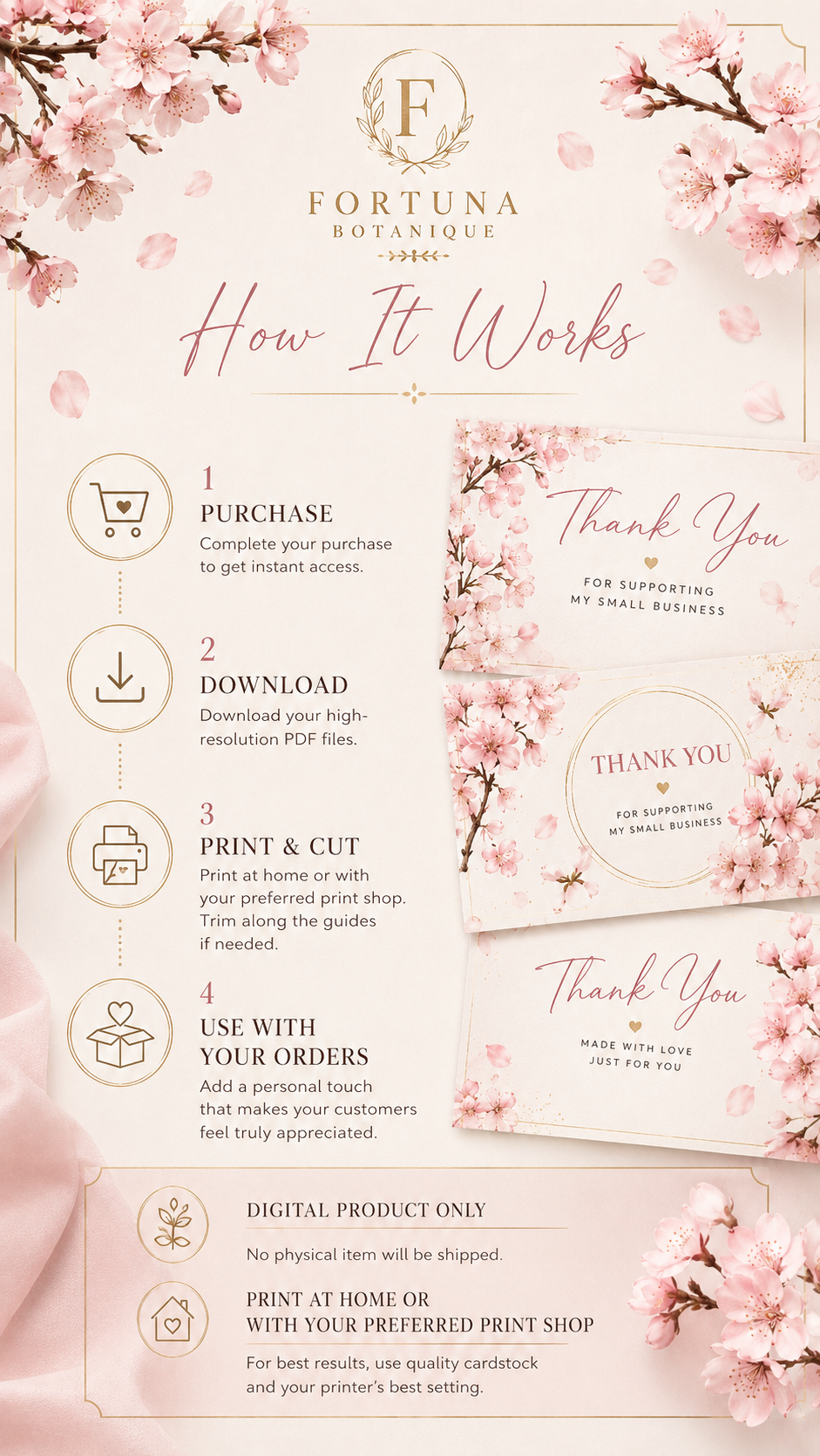 Luxury Hydrangea Printable Thank You Cards | 50 Small Business Cards