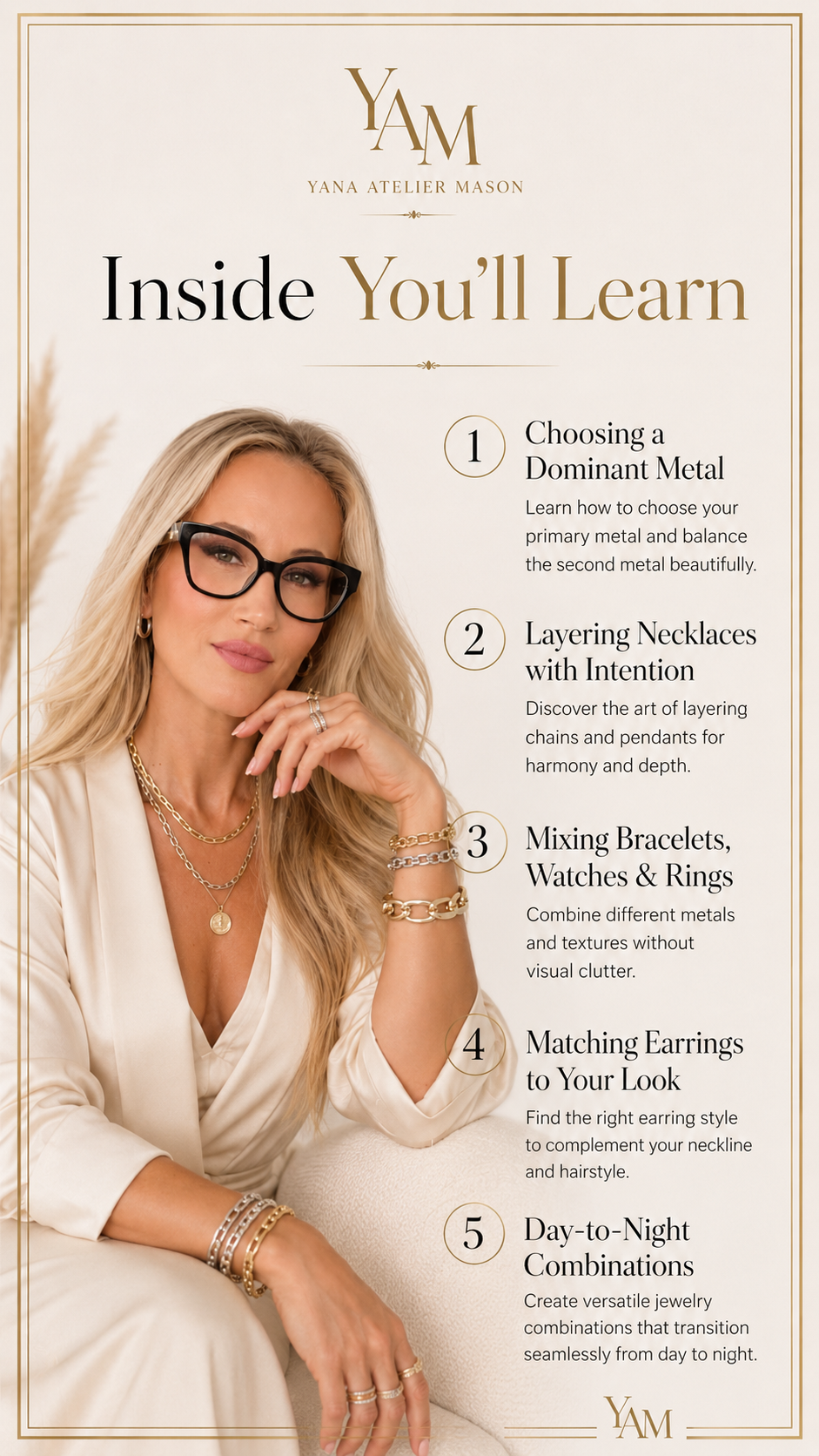 How to Mix Gold & Silver Jewelry | Elegant Jewelry Styling Guide | Digital Fashion Guide | Yana Atelier Mason