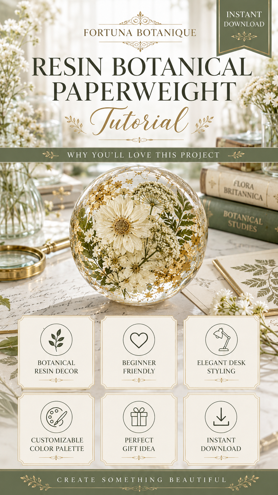 Resin Botanical Paperweight Tutorial | Pressed Flower Resin Guide