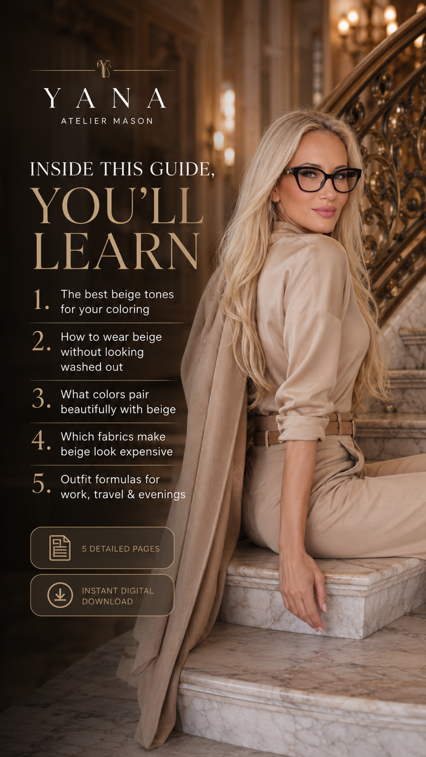 How to Style Beige Elegantly | Luxury Fashion Style Guide | Digital Download