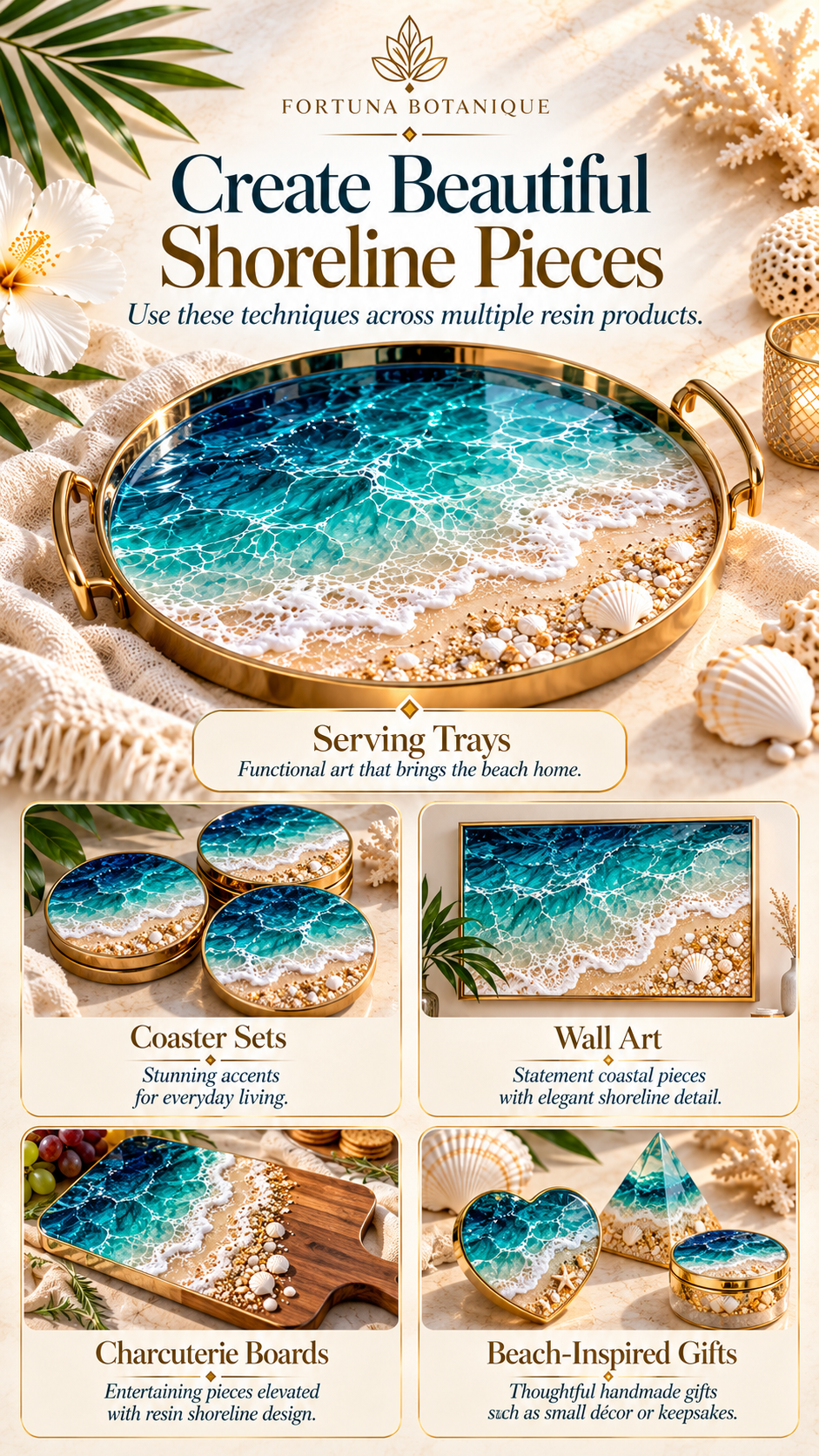 Beach Shoreline Resin Effect Guide | Realistic Sand Texture, Layered Ocean Water, Foamy Edges & Epoxy Resin Tutorial PDF