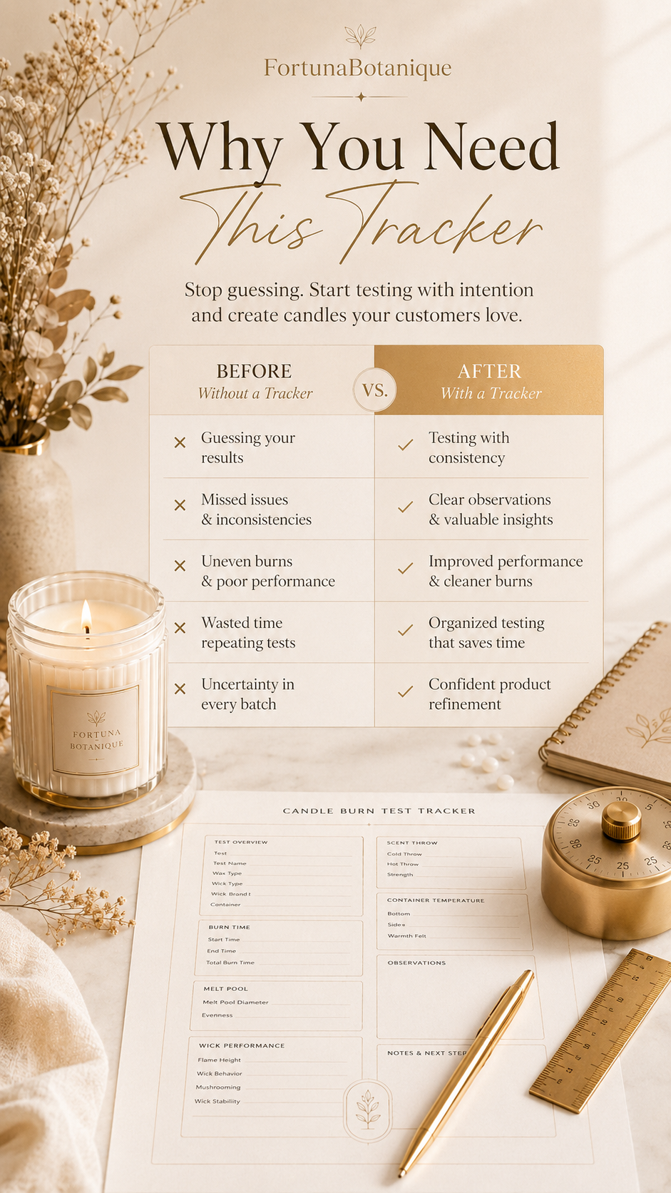 Candle Burn Test Tracker | Printable Candle Testing Guide & Burn Log PDF for Makers
