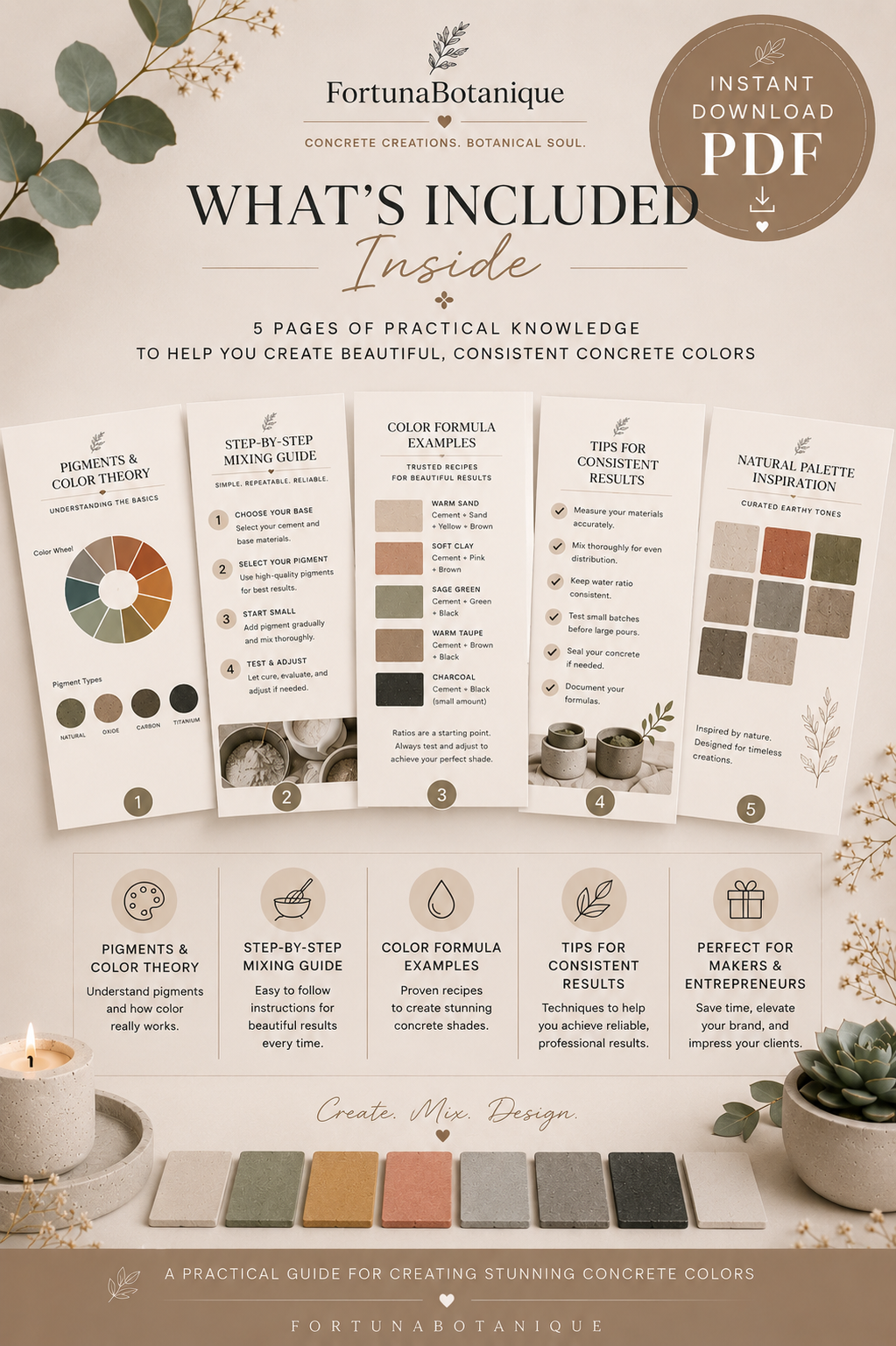 Concrete Color Mixing Guide | Create Beautiful Custom Concrete Colors | Instant PDF Download