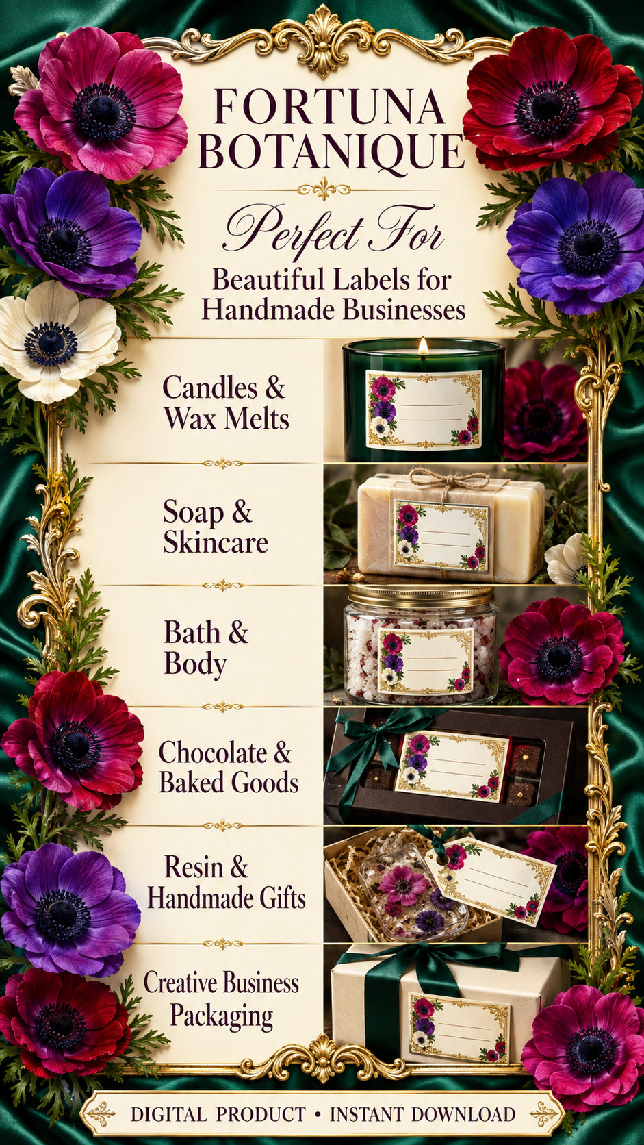 Anemone Printable Fill-In Labels | 50 Small Business Product & Packaging Labels