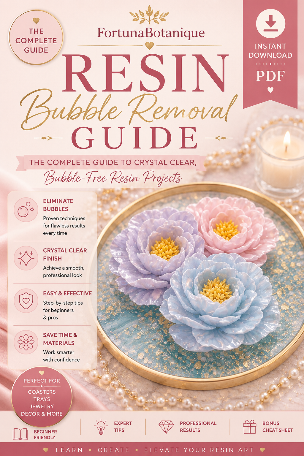 Resin Bubble Removal Guide | Eliminate Resin Bubbles, Crystal Clear Resin Tutorial, Epoxy Resin Tips, Bubble-Free Resin PDF, Instant Download
