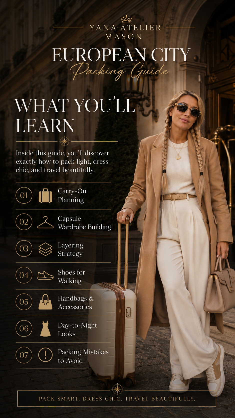 European City Packing Guide | Chic Travel Capsule Wardrobe & Carry-On Style Digital Guide