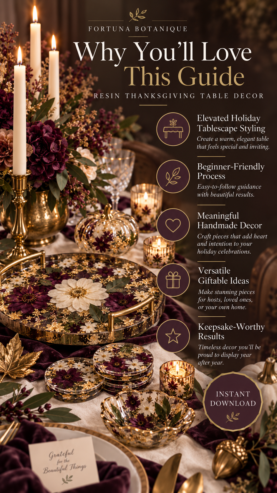 Resin Thanksgiving Table Decor Tutorial | Botanical Epoxy Resin Guide