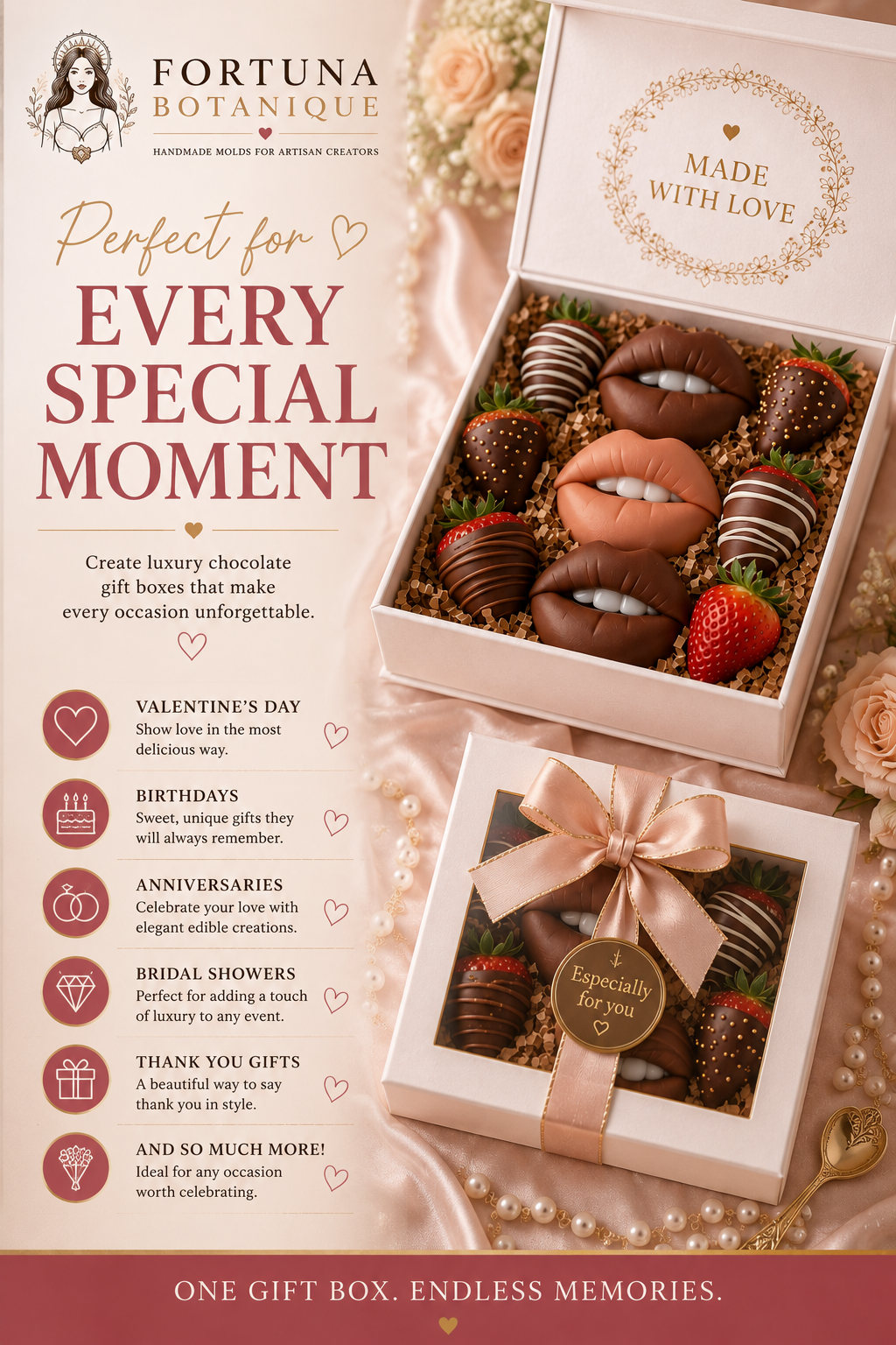 Luxury Chocolate Lips Gift Box Tutorial | Instant PDF Download