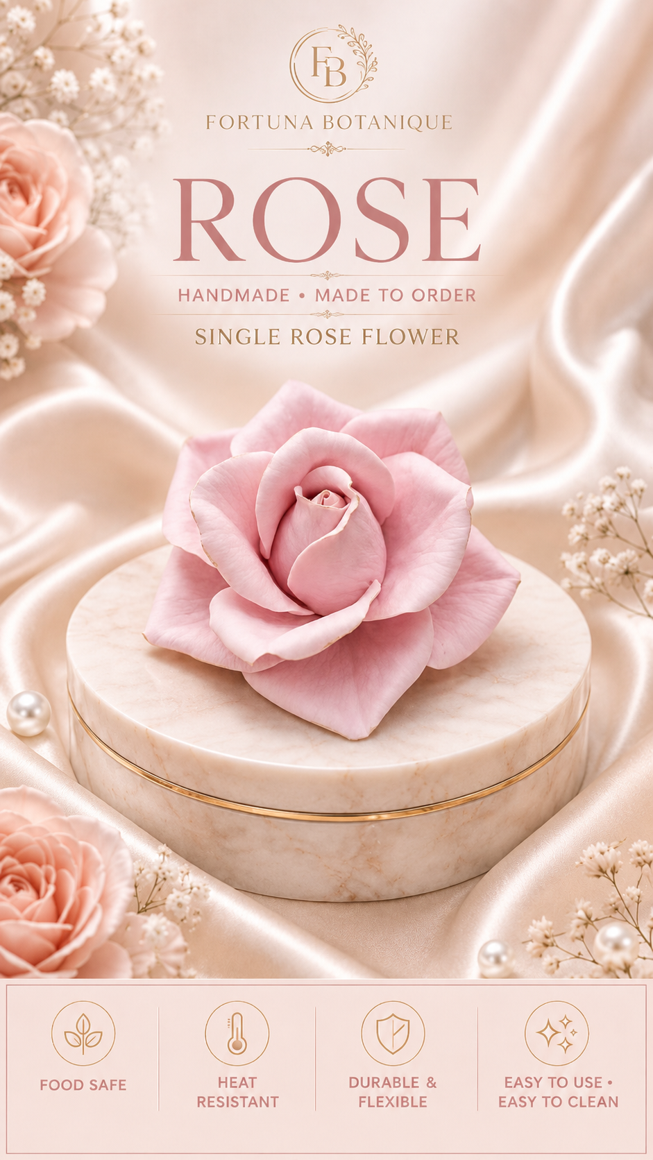 Rose Silicone Flower Mold for Soap, Candles, Resin, Chocolate & Zefir
