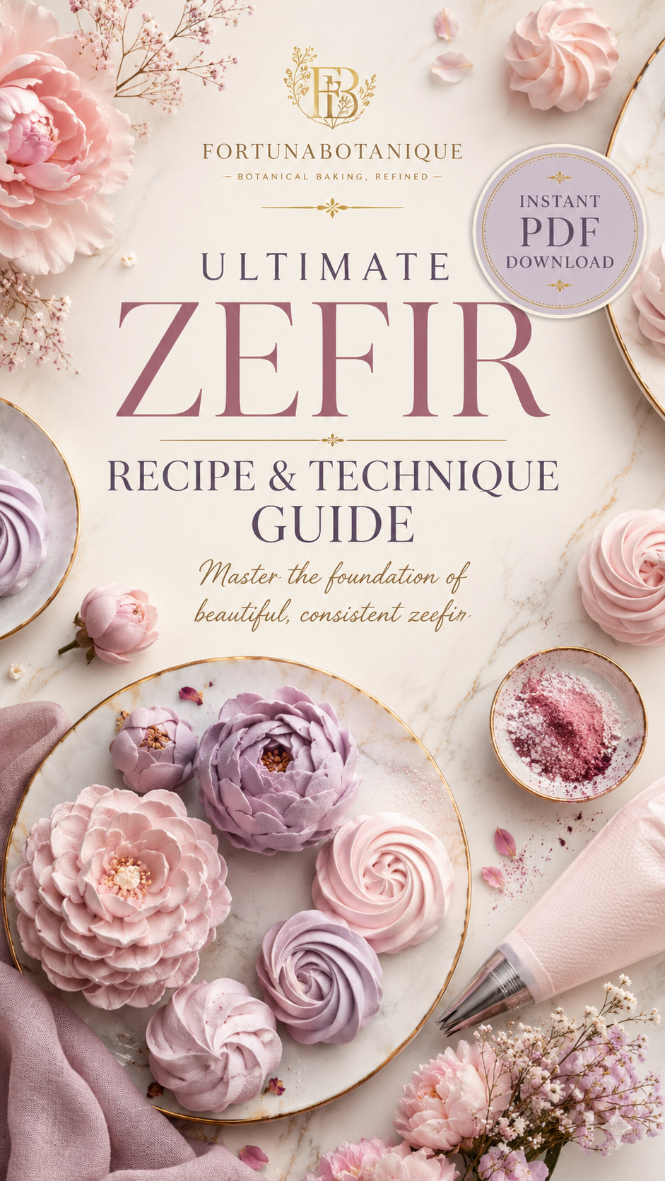 Ultimate Zefir Recipe & Technique Guide | Floral Marshmallow Recipe, Piping Basics & Troubleshooting PDF