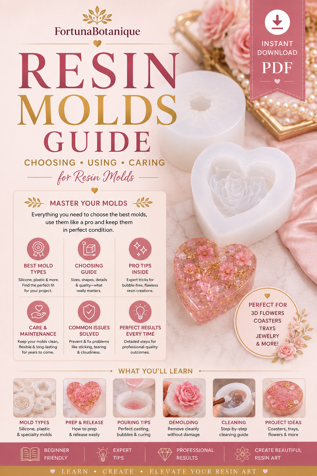Resin Molds Guide | Choosing, Using & Caring for Silicone Resin Molds | Beginner to Advanced Instant PDF Tutorial