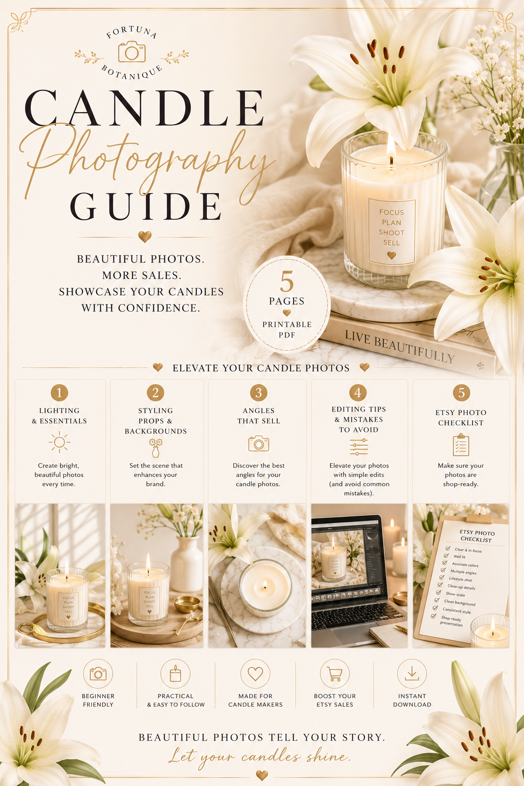 Luxury Candle Product Photography Guide | Styling, Lighting & Branding Tips | Instant PDF Download