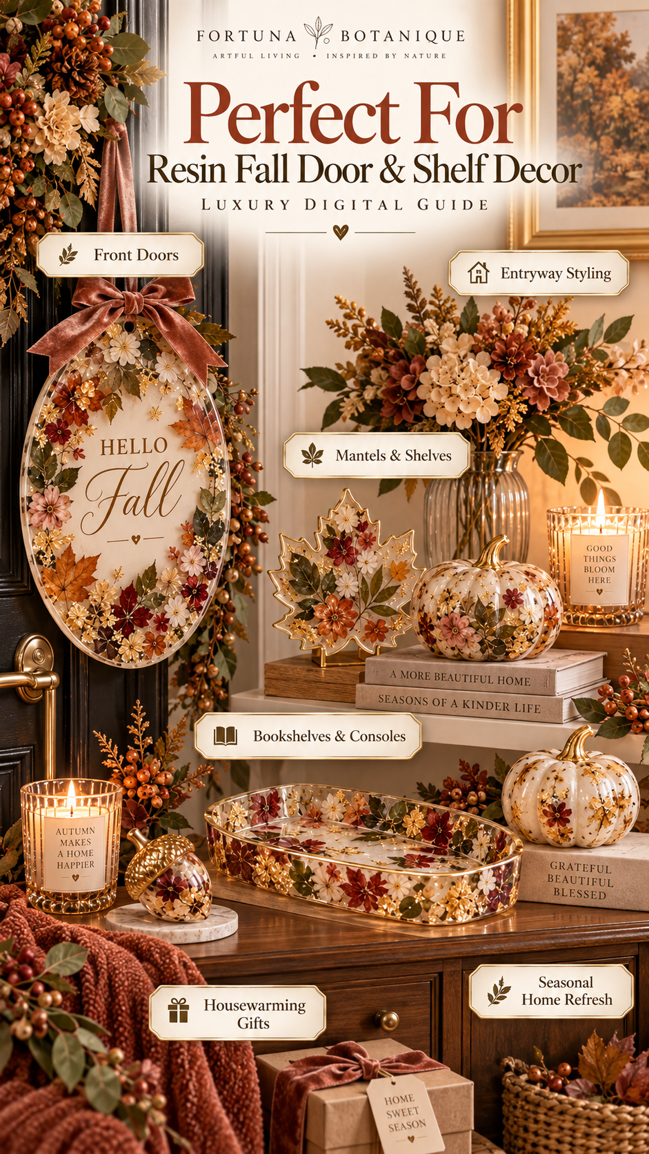 Resin Fall Door & Shelf Decor Tutorial | Botanical Epoxy Resin Guide