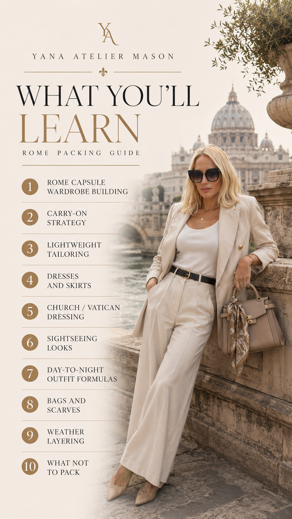 Rome Packing Guide | Chic Italian Travel Capsule Wardrobe & Carry-On Style Digital Guide