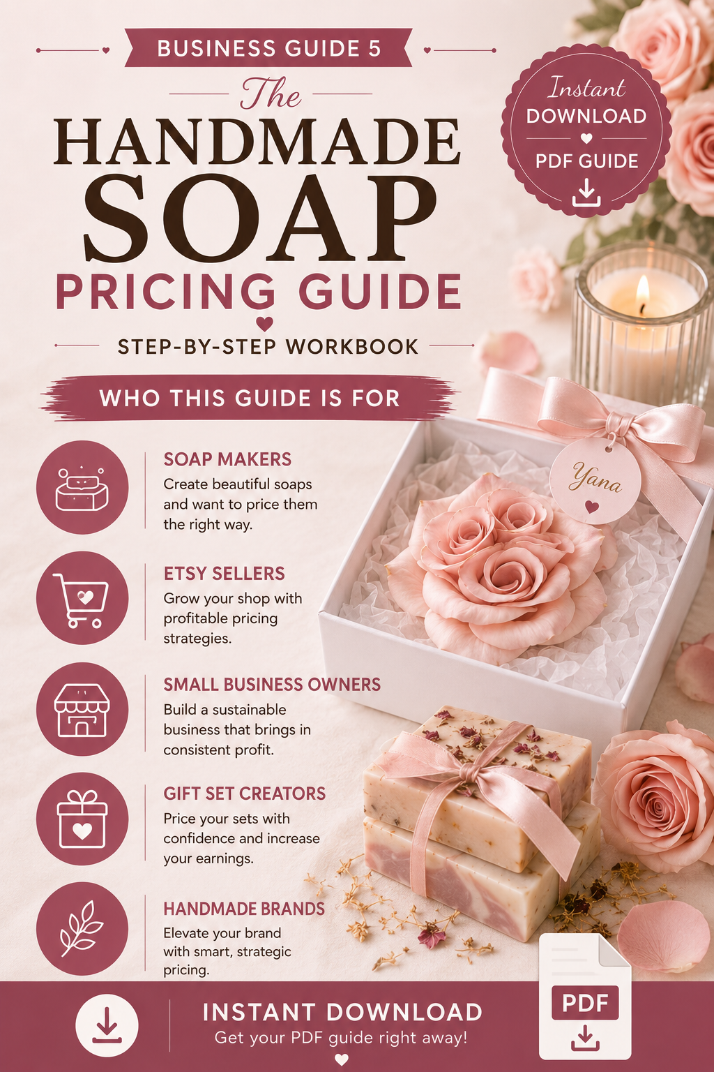 Handmade Soap Pricing Guide | Pricing Calculator & Profit Workbook for Soap Makers | Small Business Pricing Strategy PDF