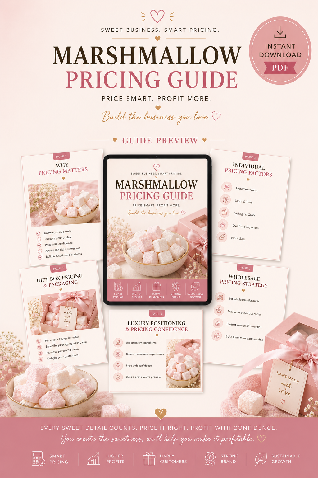 Luxury Marshmallow Pricing Guide | PDF Business Pricing Workbook for Homemade Marshmallows | Cost Calculator | Wholesale & Retail Pricing Strategy
