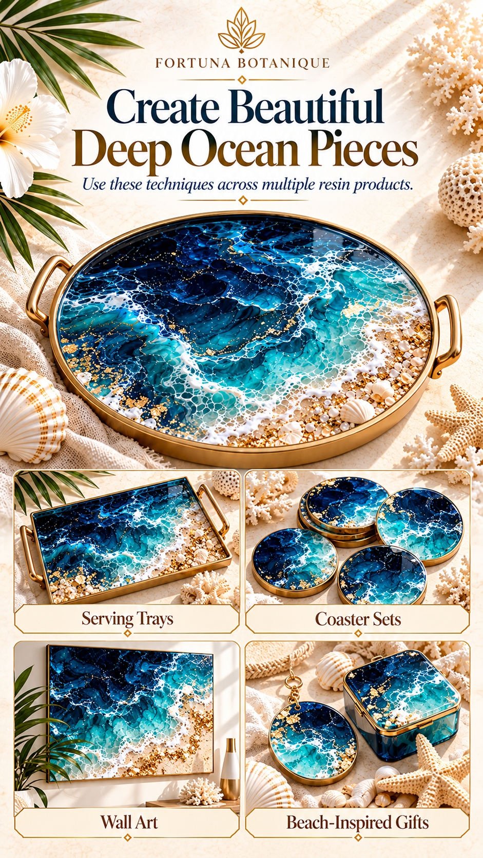 Deep Ocean Resin Effect Guide | Layered Navy & Teal Depth, Fluid Movement, White Lacing & Epoxy Resin Tutorial PDF