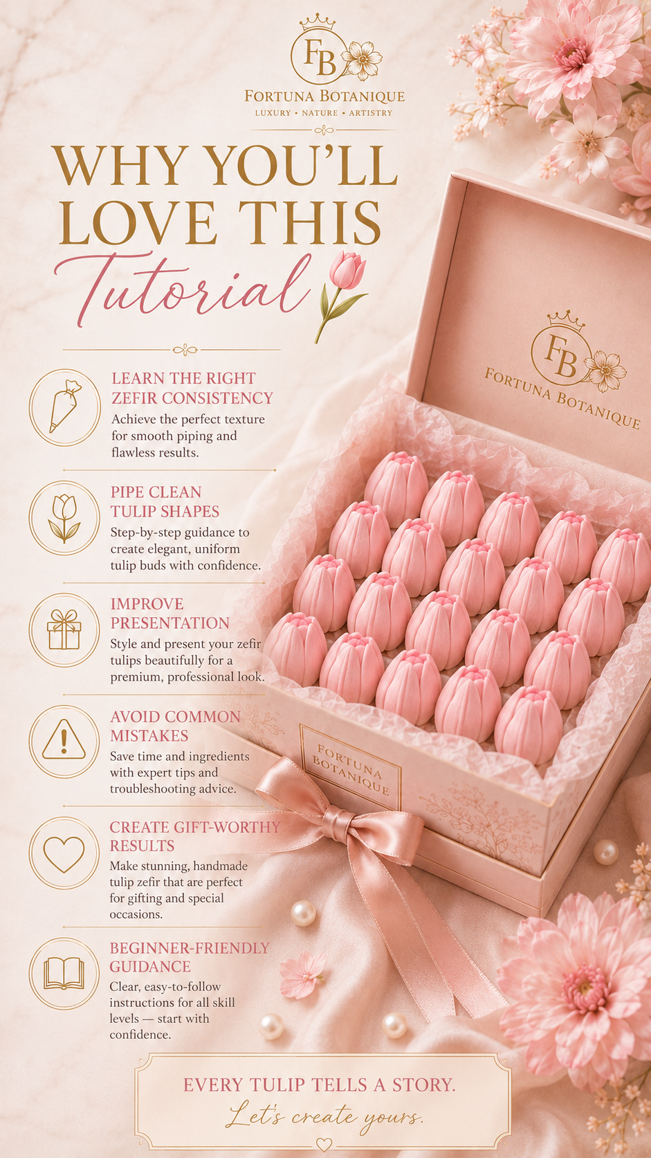 Zefir Tulip Tutorial PDF, Floral Marshmallow Piping Guide, Russian Zefir Flower Tutorial, Tulip Dessert Art, Instant Download