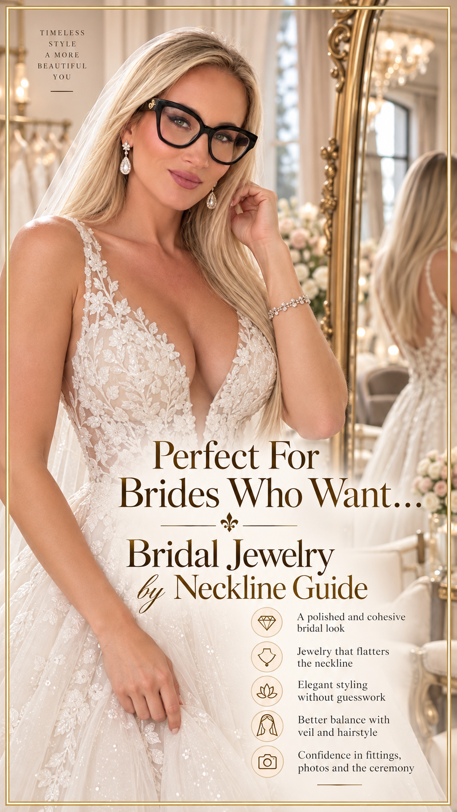 Bridal Jewelry by Neckline Guide | Wedding Dress Jewelry Styling & Accessory Guide