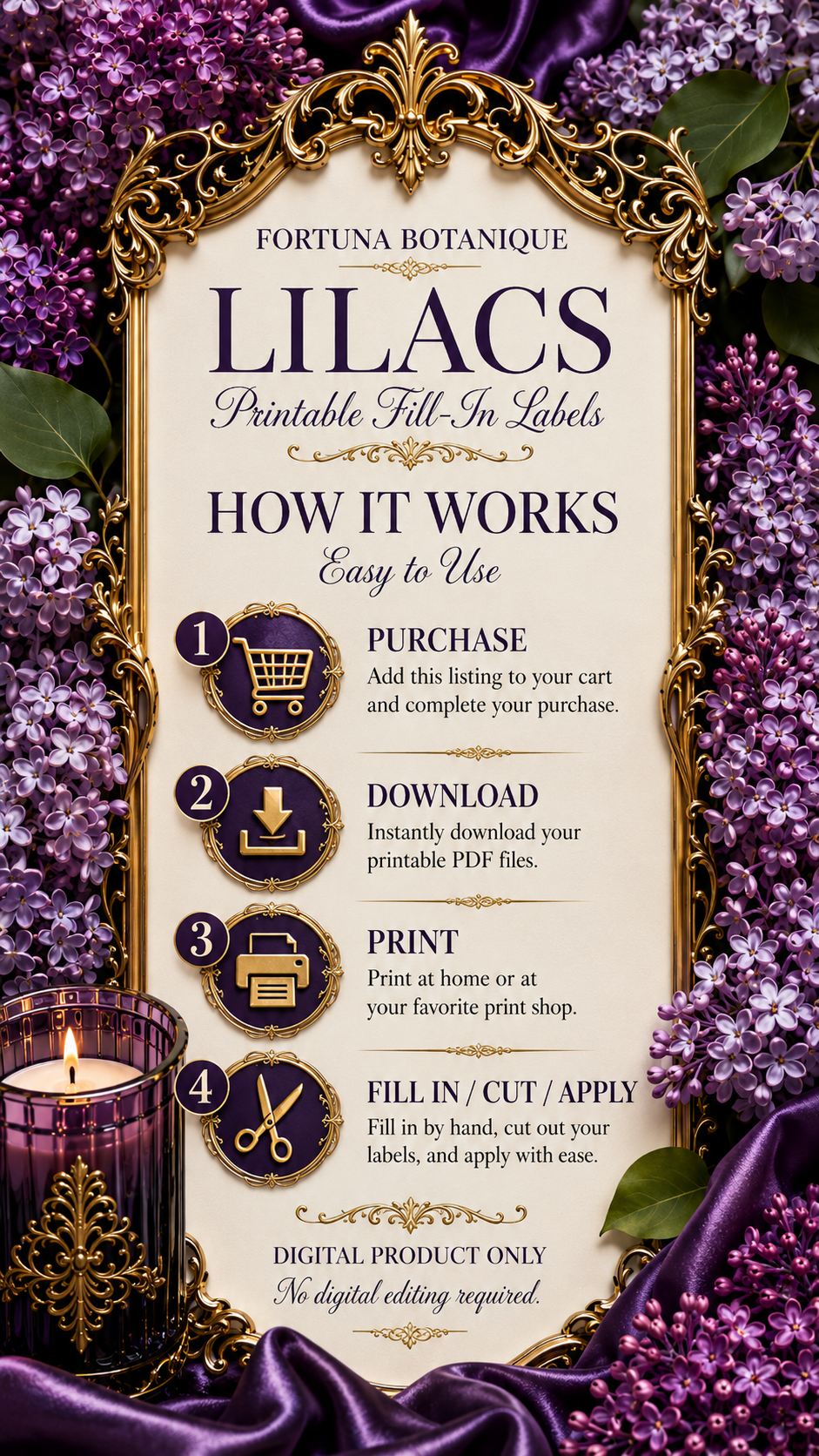 Lilac Printable Fill-In Labels | 50 Small Business Product & Packaging Labels