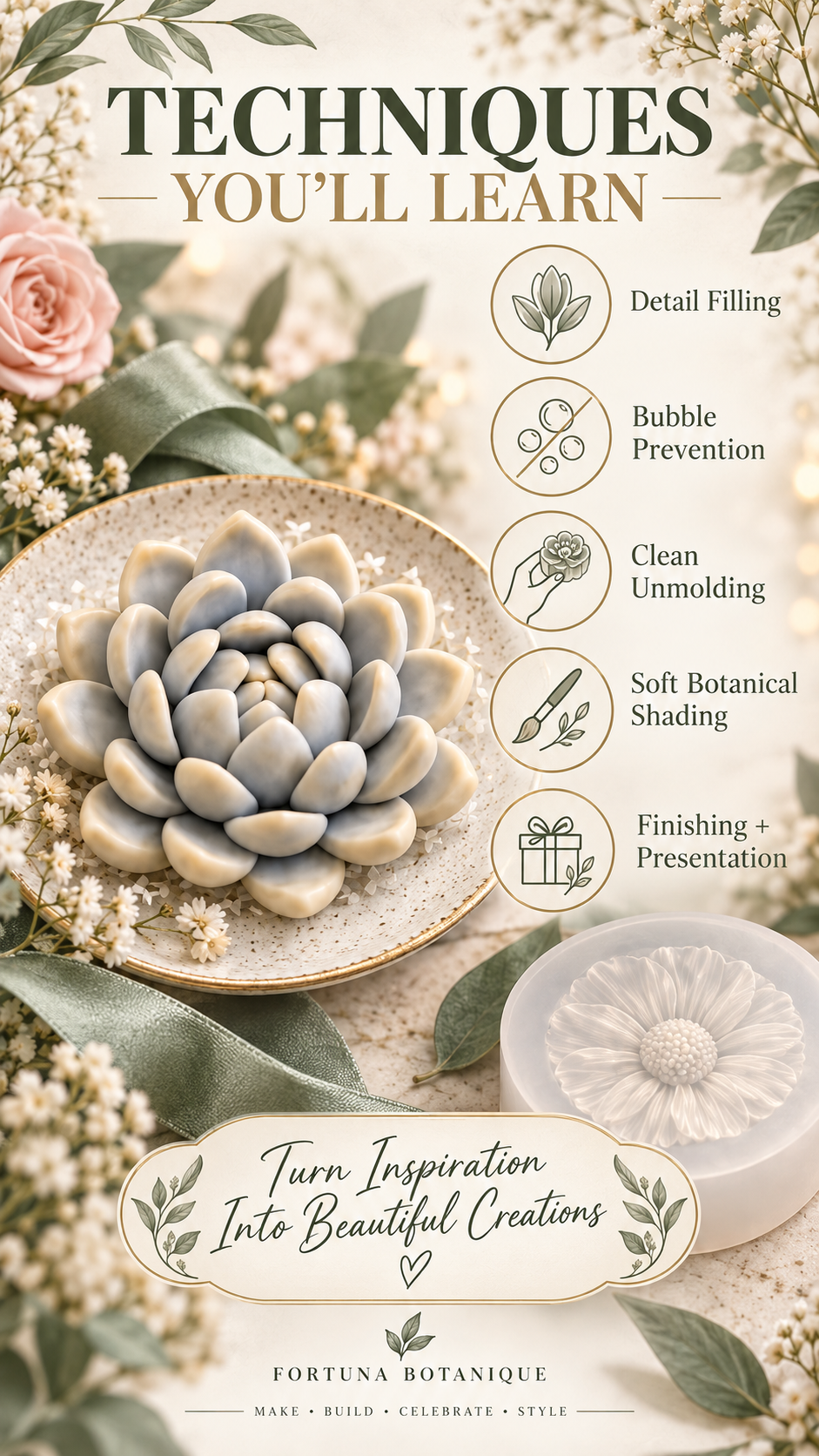 Succulent Silicone Mold Guide | Soap, Wax, Resin & Dessert Styling