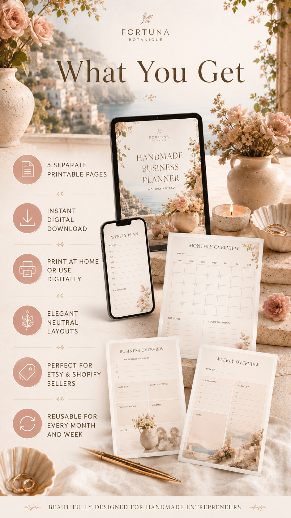 Monthly & Weekly Handmade Business Planner | Printable PDF