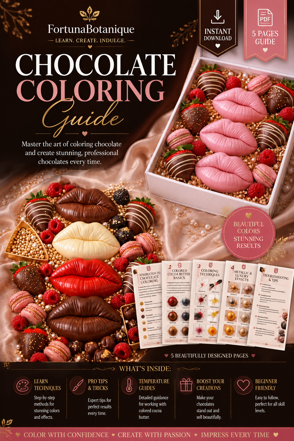 Luxury Chocolate Coloring Guide | Professional Cocoa Butter Coloring & Decorative Chocolate Techniques (Instant PDF Download)