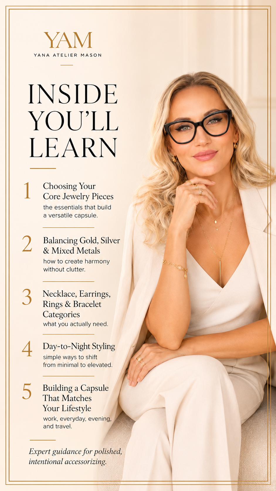 How to Build a Jewelry Capsule | Elegant Jewelry Styling Guide | Digital Fashion Guide | Yana Atelier Mason