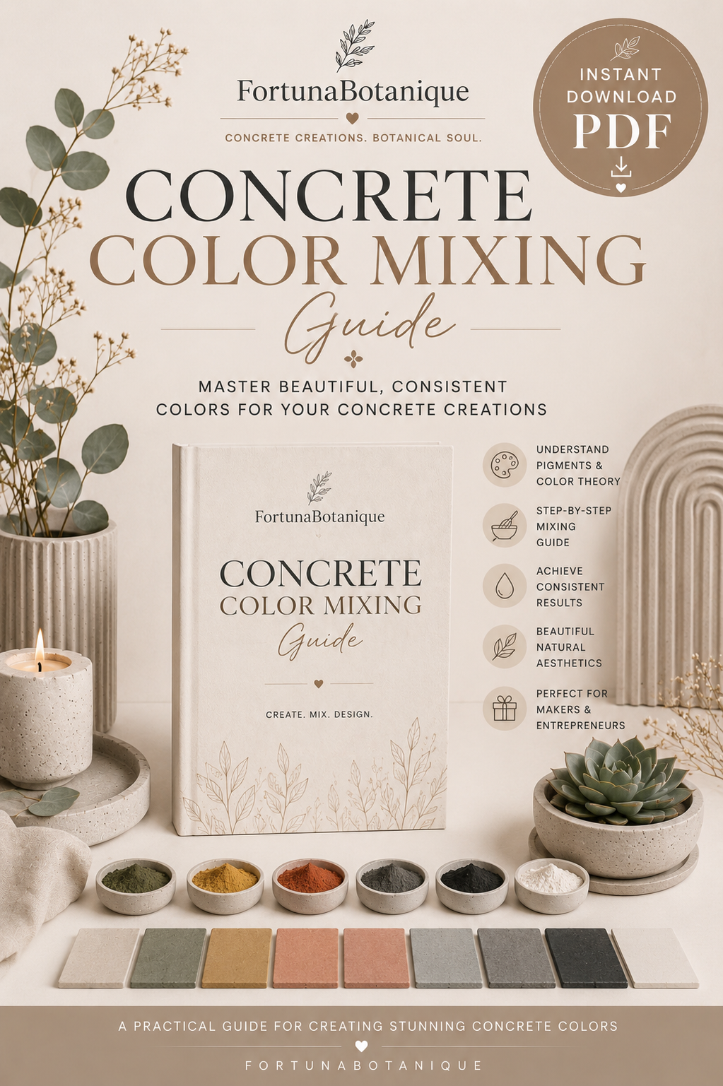Concrete Color Mixing Guide | Create Beautiful Custom Concrete Colors | Instant PDF Download