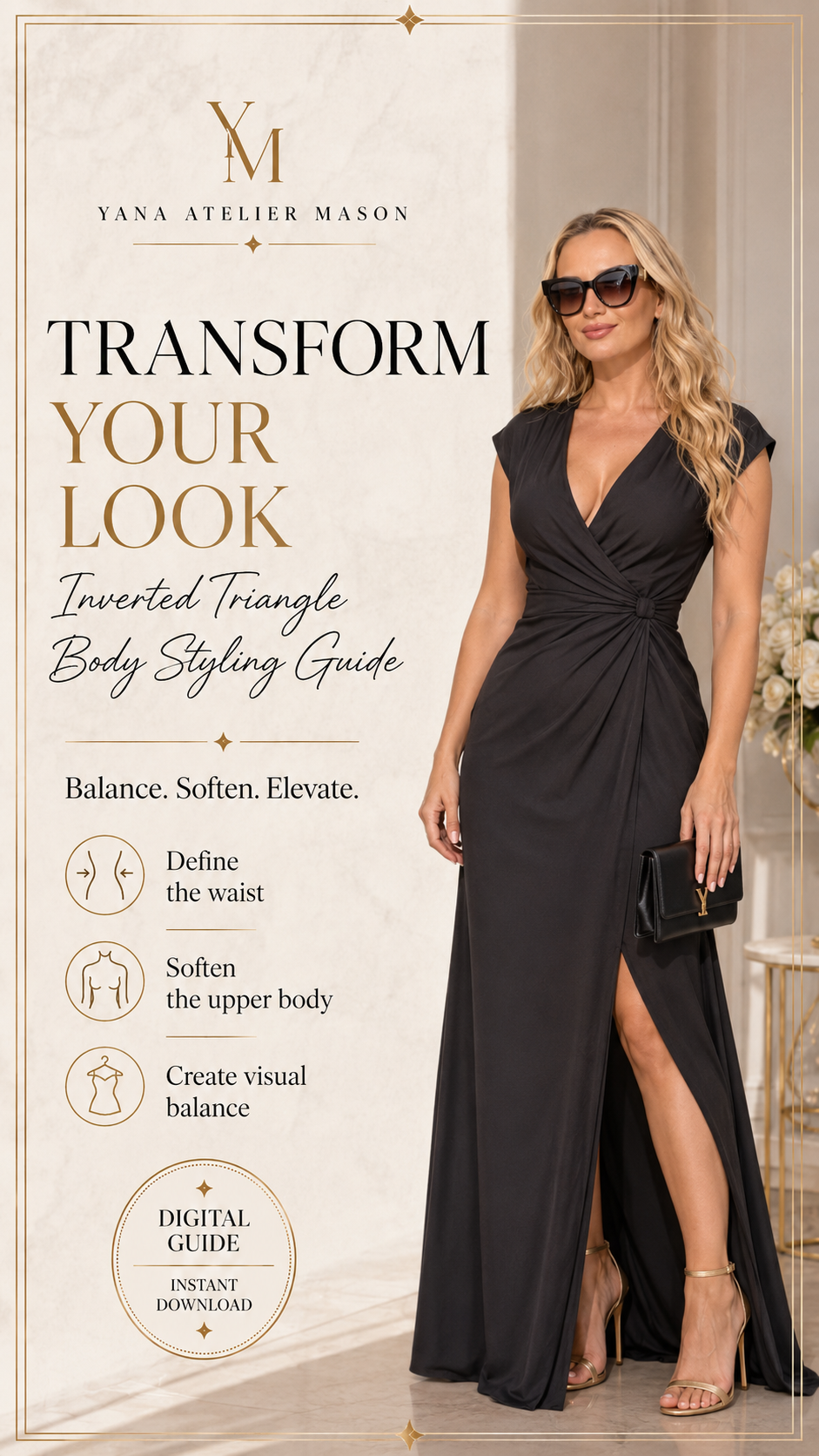 Inverted Triangle Body Styling Guide | Women’s Body Shape Fashion Guide | Flattering Outfit Ideas | Digital Style Guide