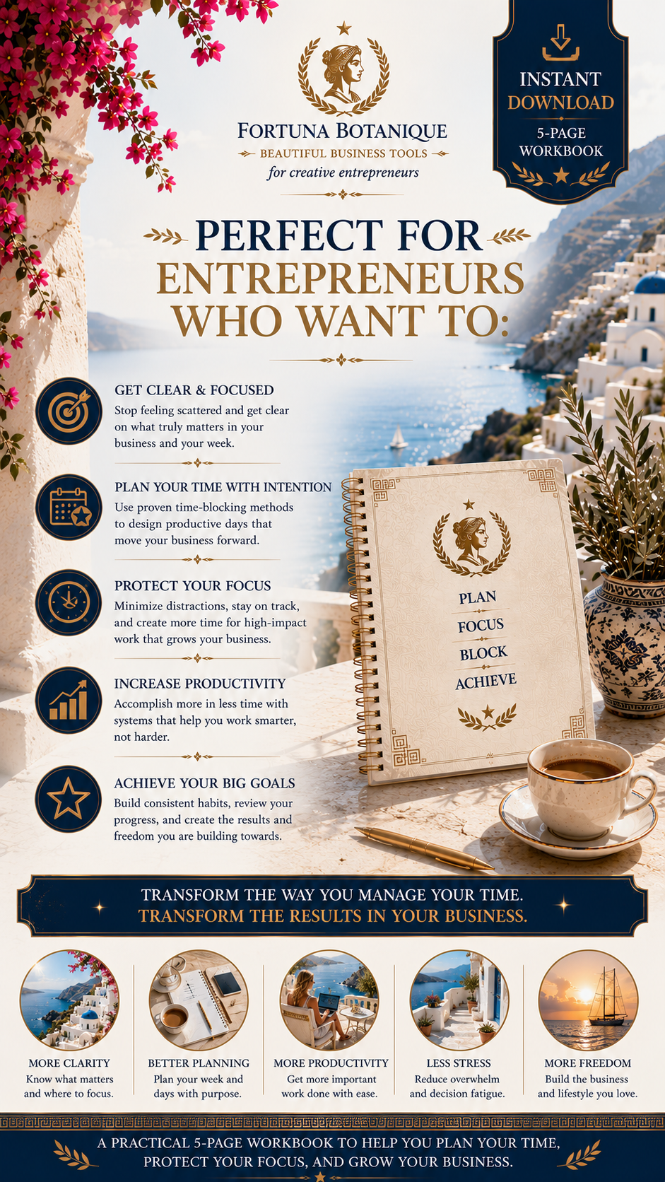 Entrepreneur Time Blocking & Productivity Workbook | Printable Business Planner
