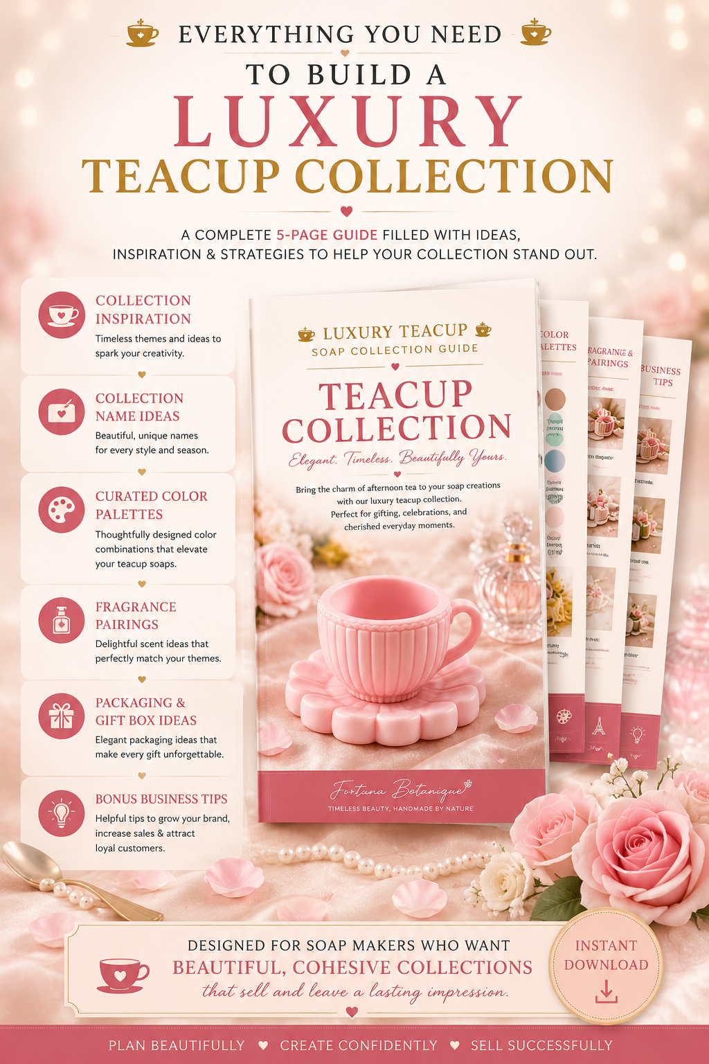 Luxury Teacup Soap Collection Guide | Elegant Collection Ideas & Business Planner for Handmade Soap Makers | Digital PDF