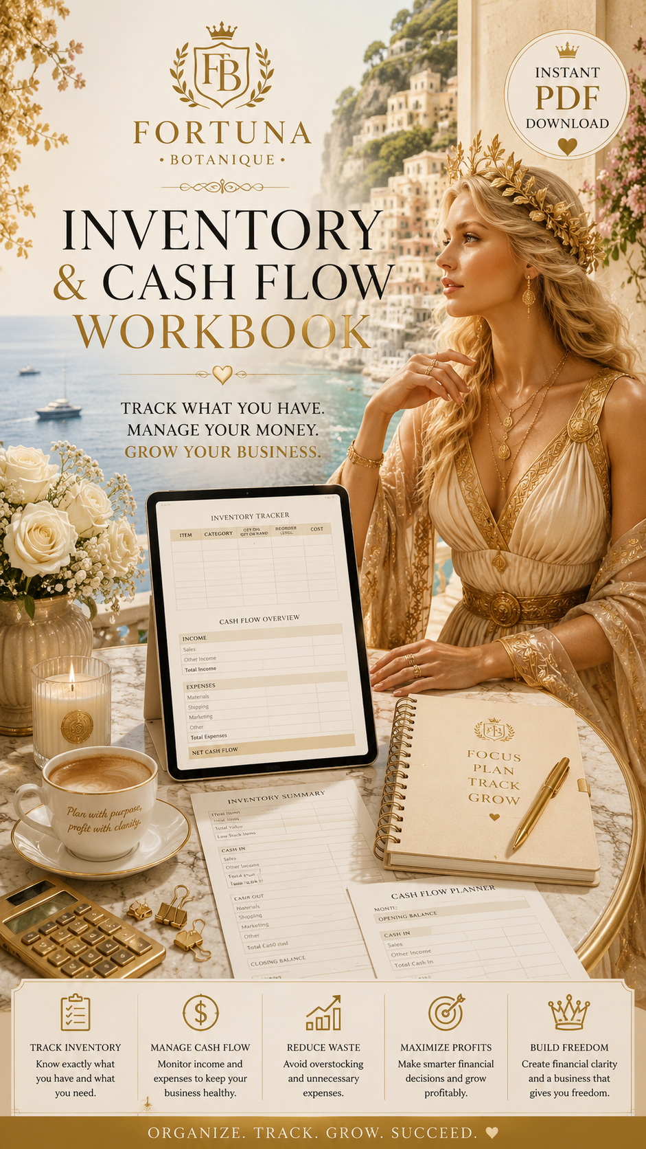 Inventory & Cash Flow Workbook for Small Business | Financial Planning Spreadsheet | Budget Tracker | Profit Planning PDF | Instant Download