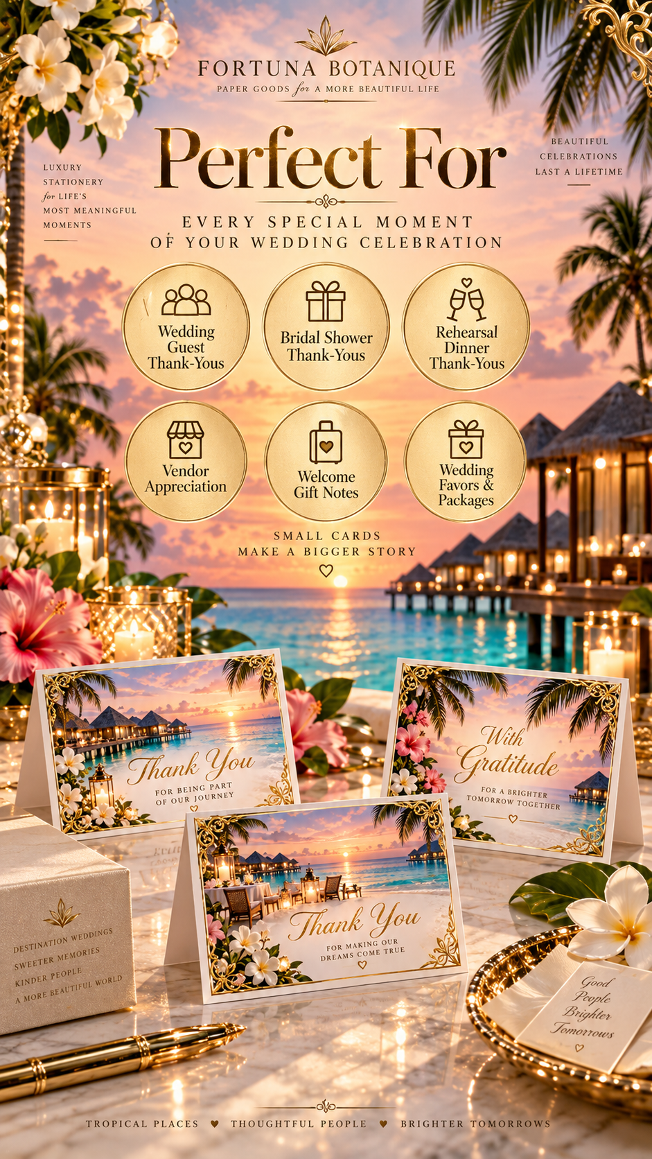 Maldives Wedding Thank You Cards | Luxury 50-Card Printable Collection