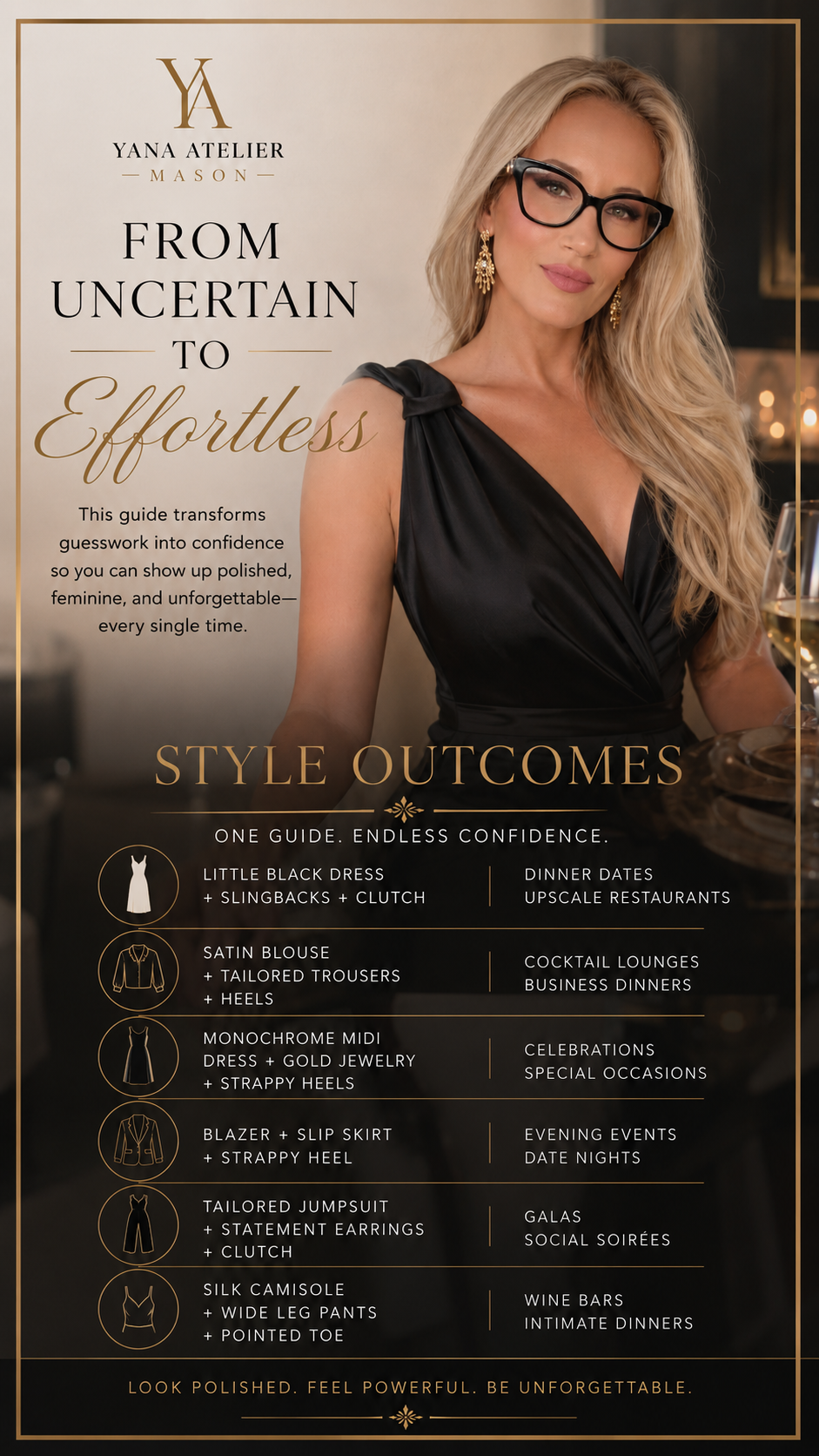 Dinner & Cocktail Style Guide | Elegant Evening Outfits, Date Night Fashion, Cocktail Attire & Styling PDF