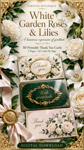 Luxury White Roses & Lilies Printable Thank You Cards | 50 Small Business Cards